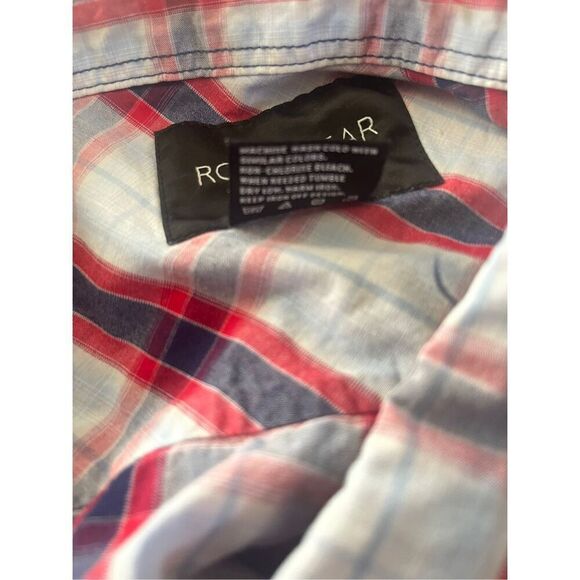 Rocawear Mens Plaid Short Sleeve Button-Down Shirt Red Blue & White 3XL - Picture 3 of 11